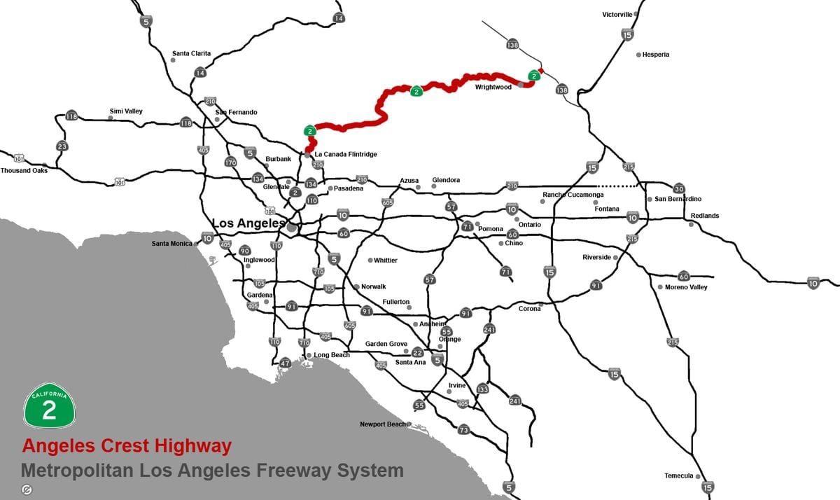 carte de angeles crête de l'autoroute