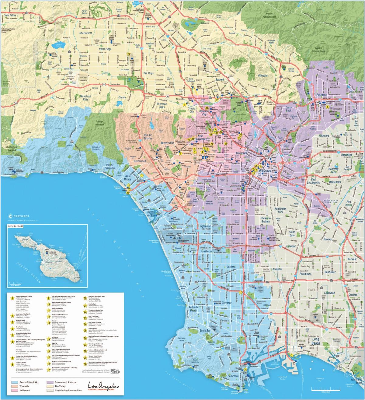 carte de l'agglomération de Los Angeles, ca
