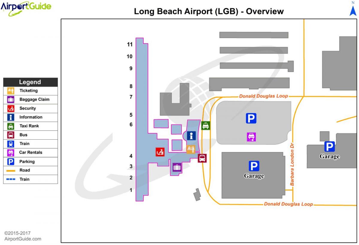 carte de l'aéroport de long beach