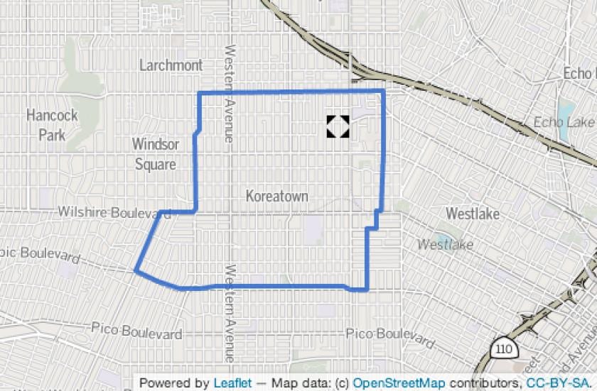 carte de le quartier coréen de Los Angeles