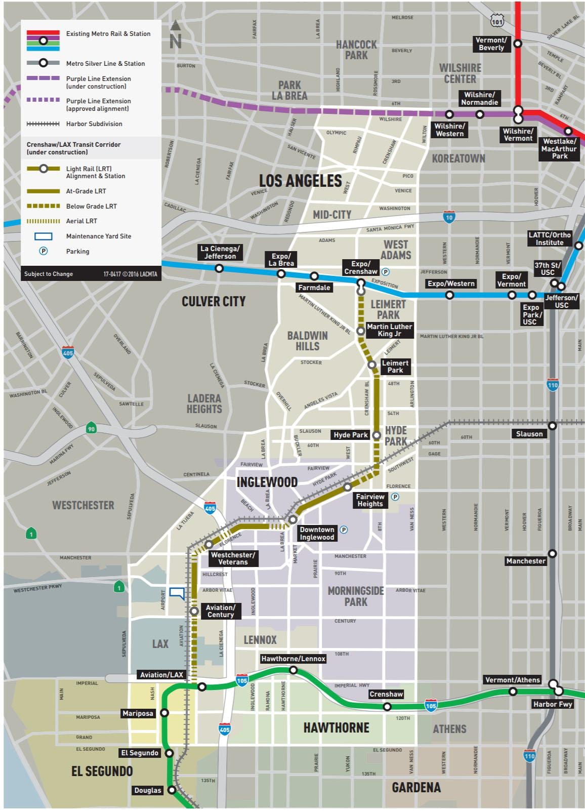 carte de crenshaw ligne de métro