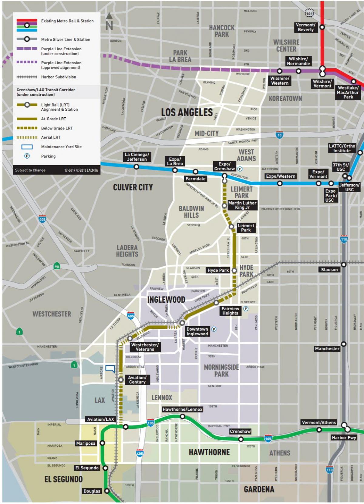 carte de crenshaw ligne de métro