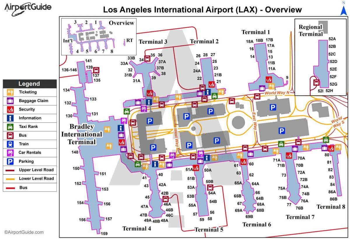 Los Angeles carte de l'aéroport