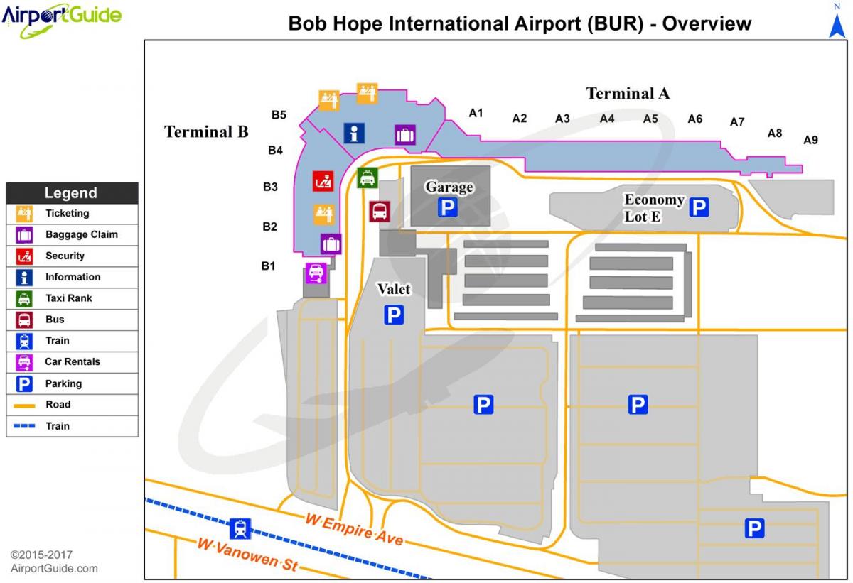 carte de l'aéroport bob hope