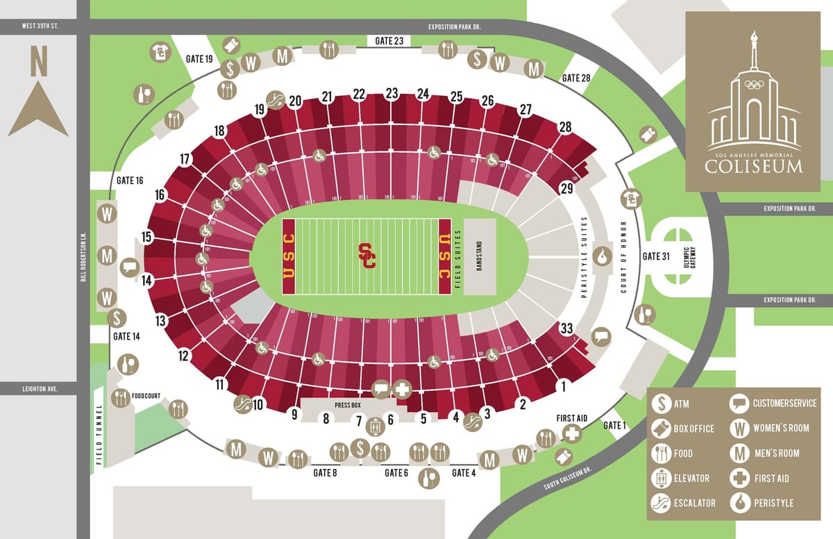 Los Angeles coliseum carte