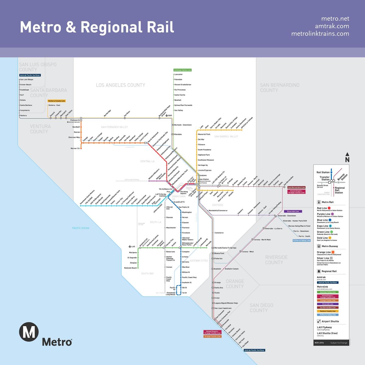 Los Angeles carte du train