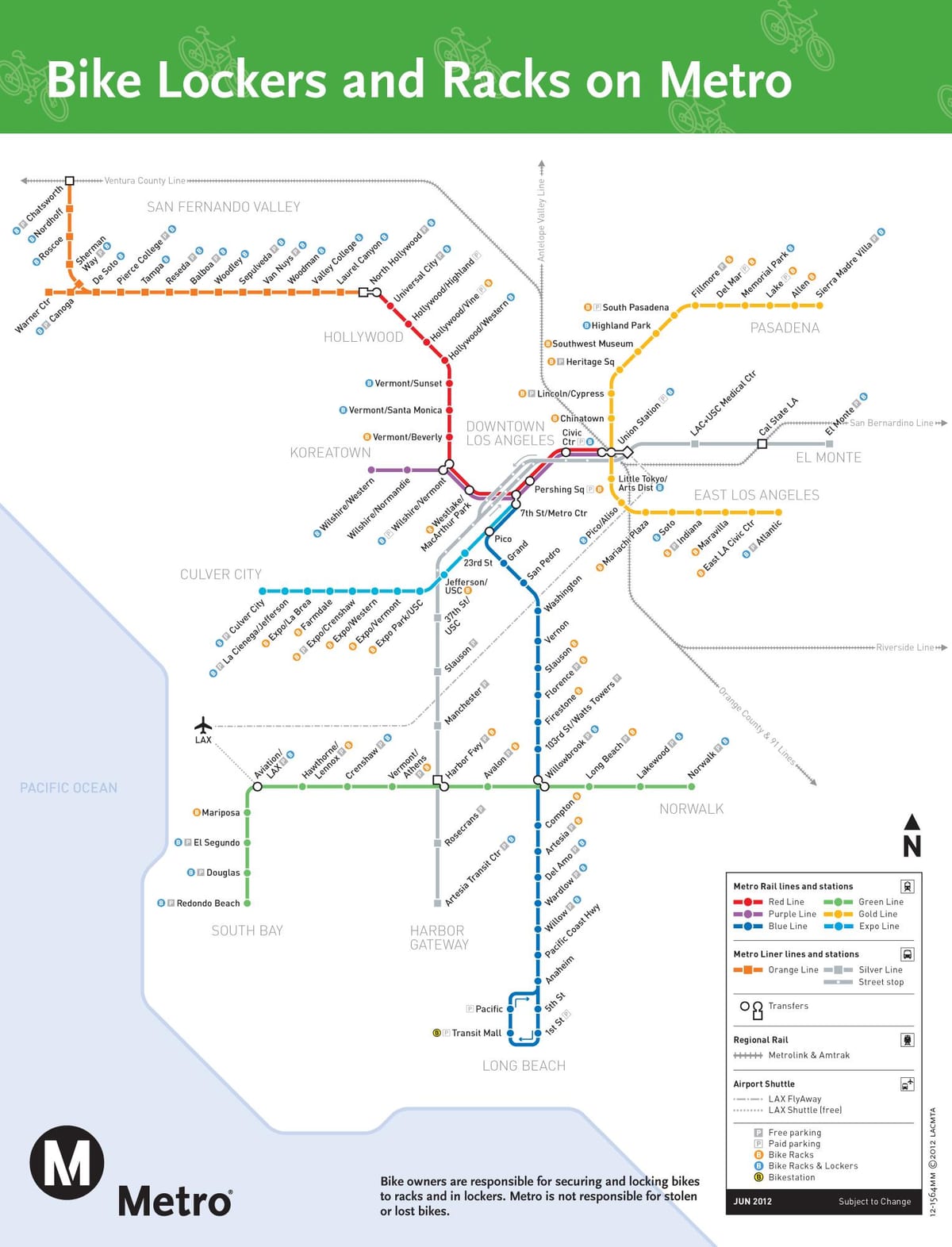 carte de LA metro vélo