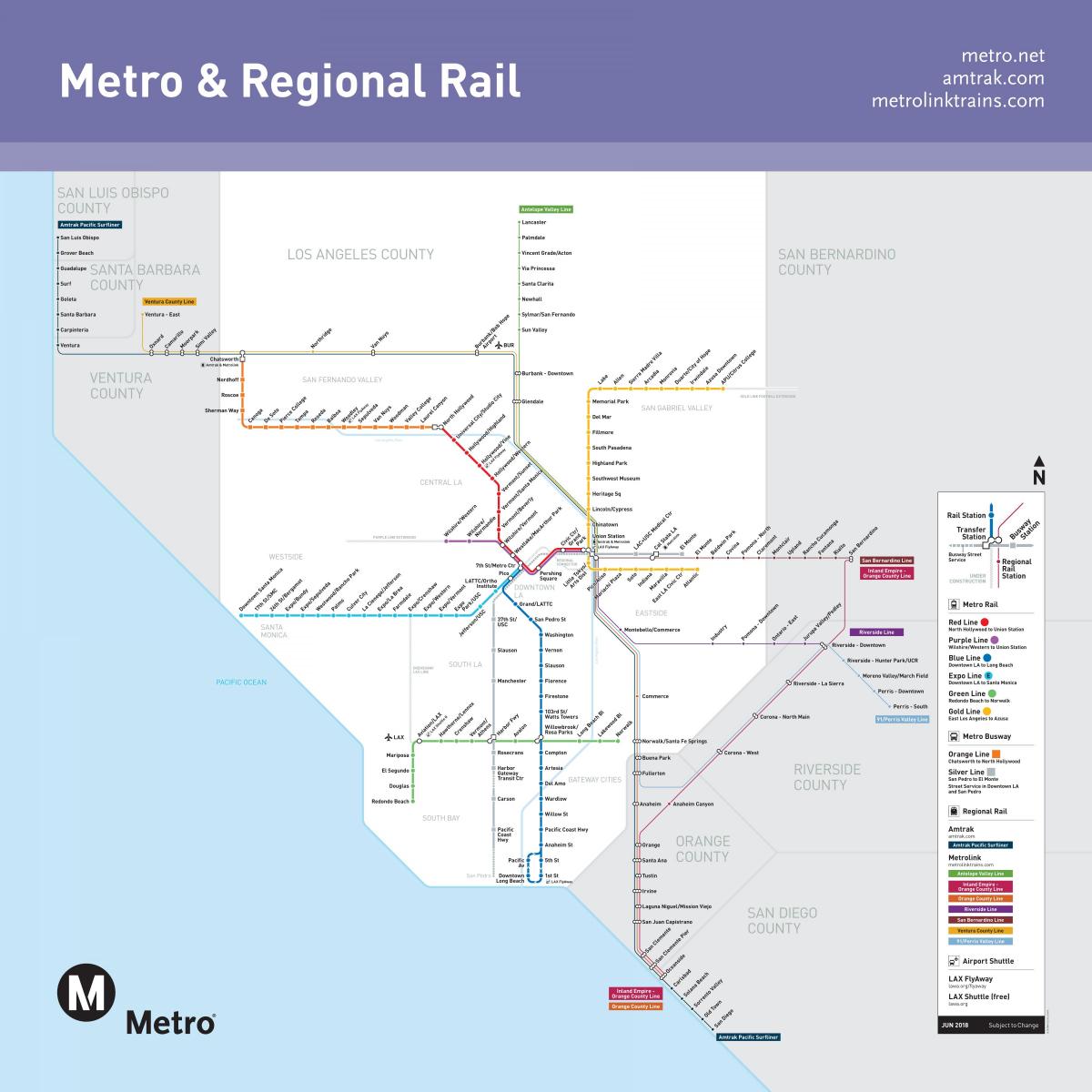 Los Angeles metro rail carte