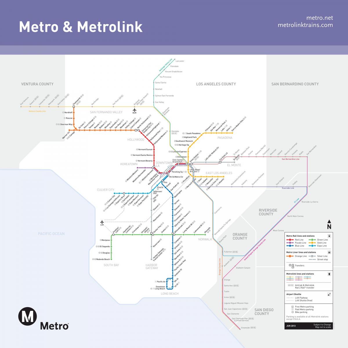 metrolink la carte de Los Angeles