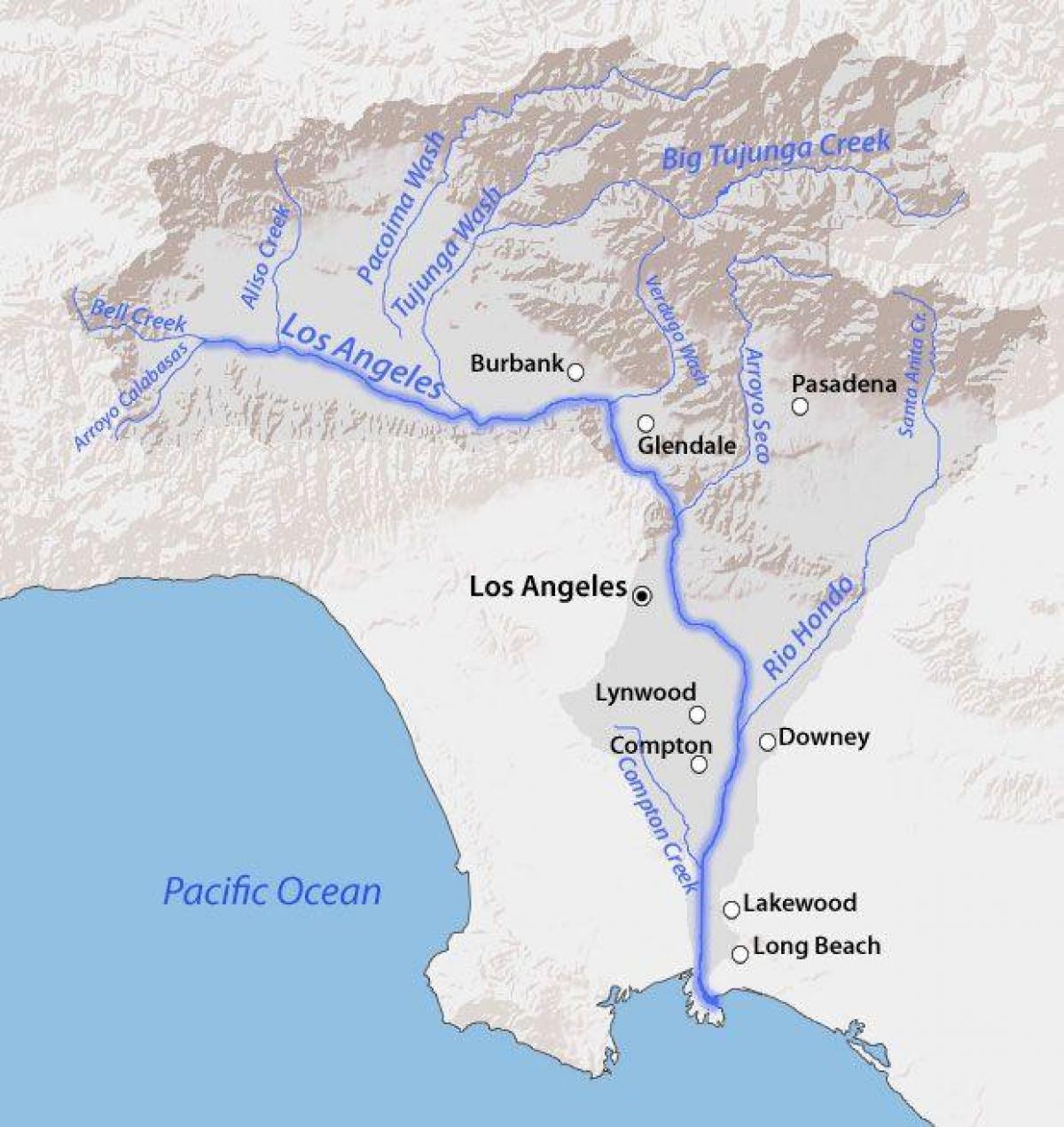 Los Angeles carte de fleuve