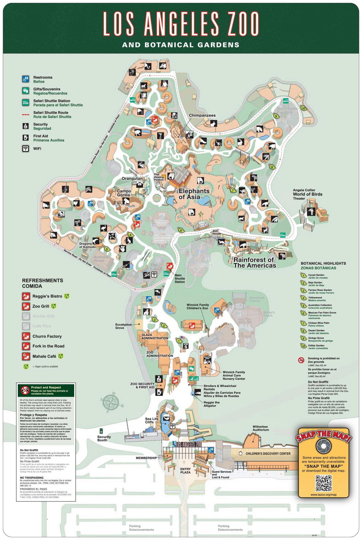 Zoo de Los Angeles carte