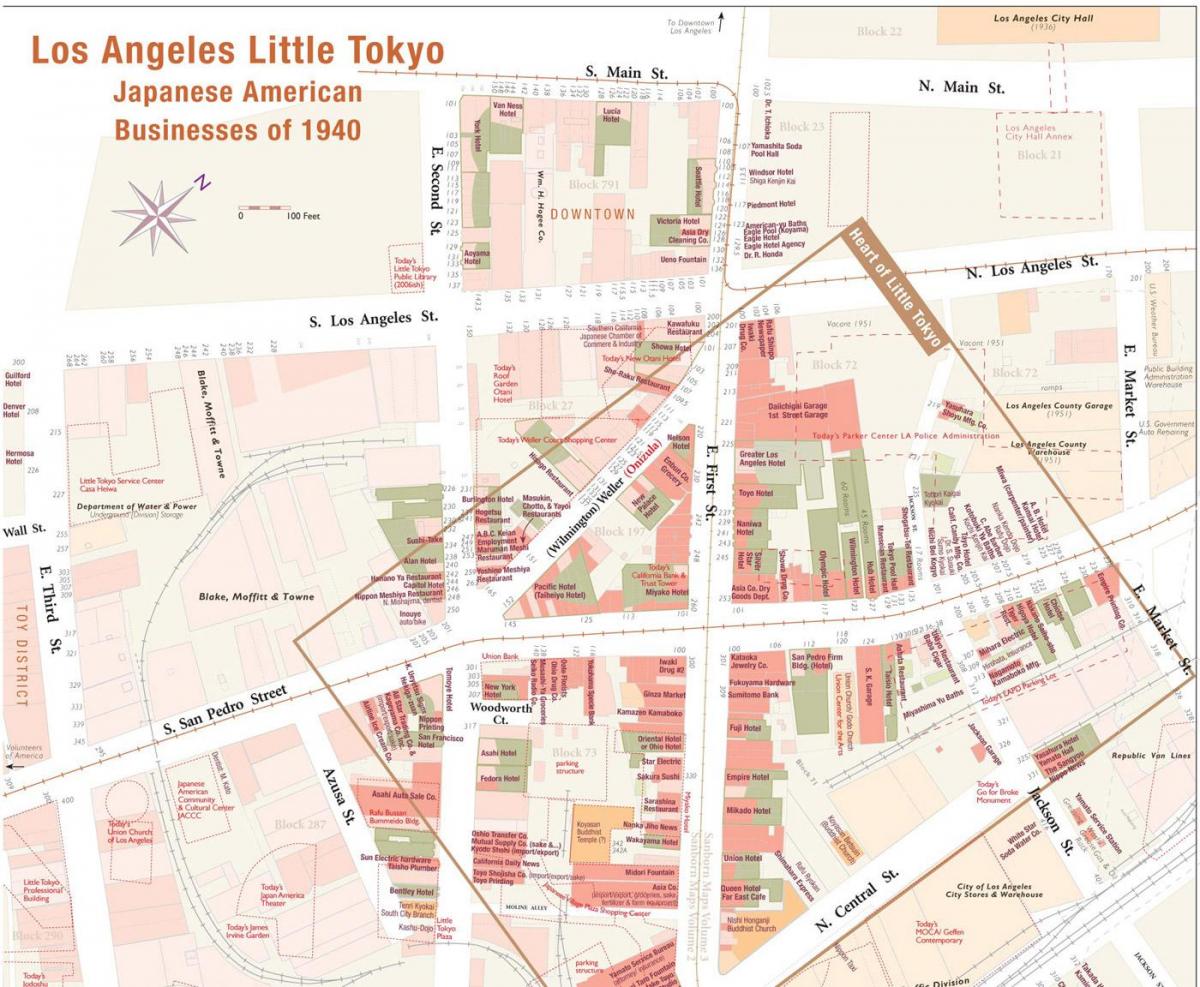 la carte de little tokyo à Los Angeles