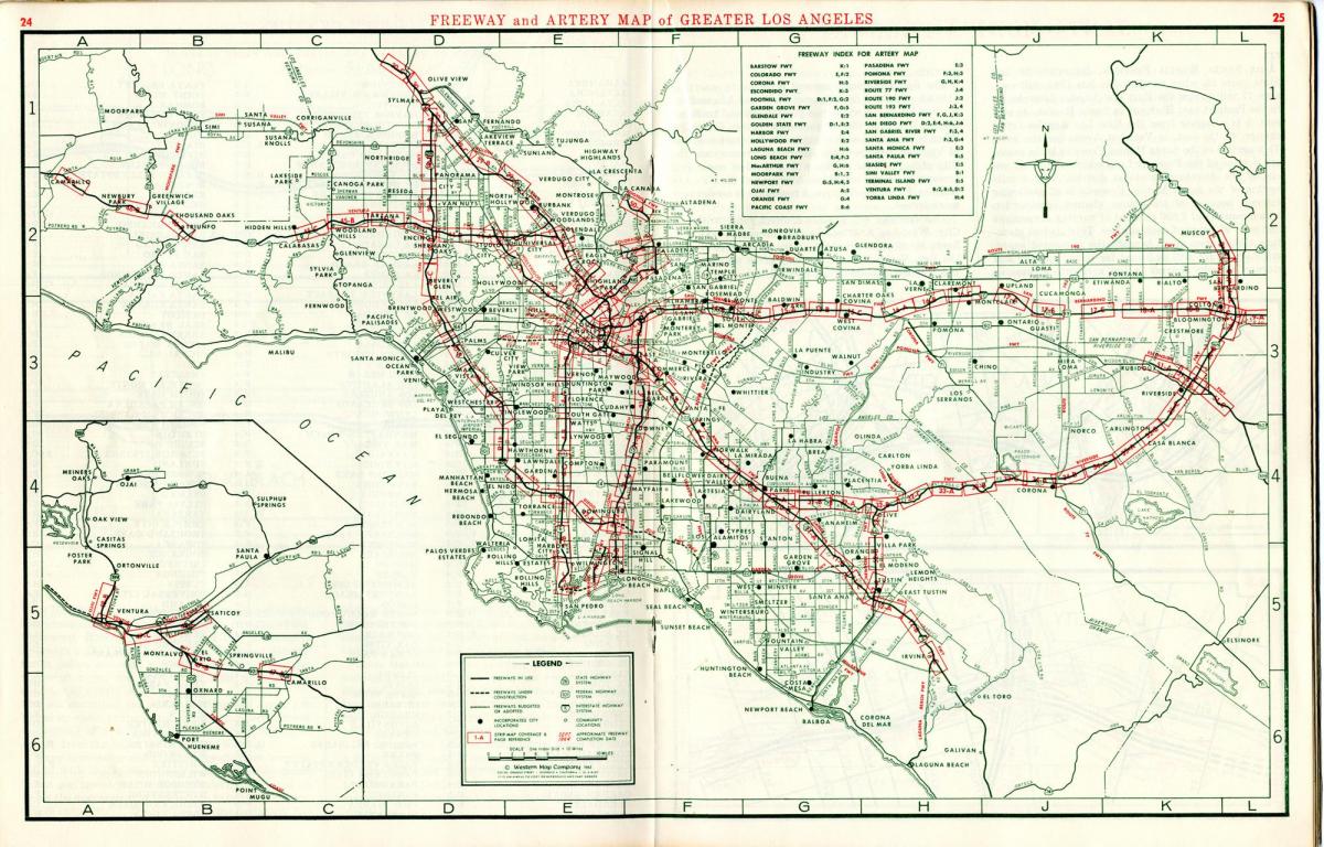 la carte de Los Angeles carte 1940