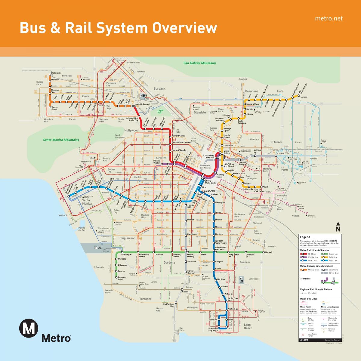 Los Angeles carte de transport public