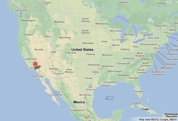 Los Angeles sur la carte des états-unis