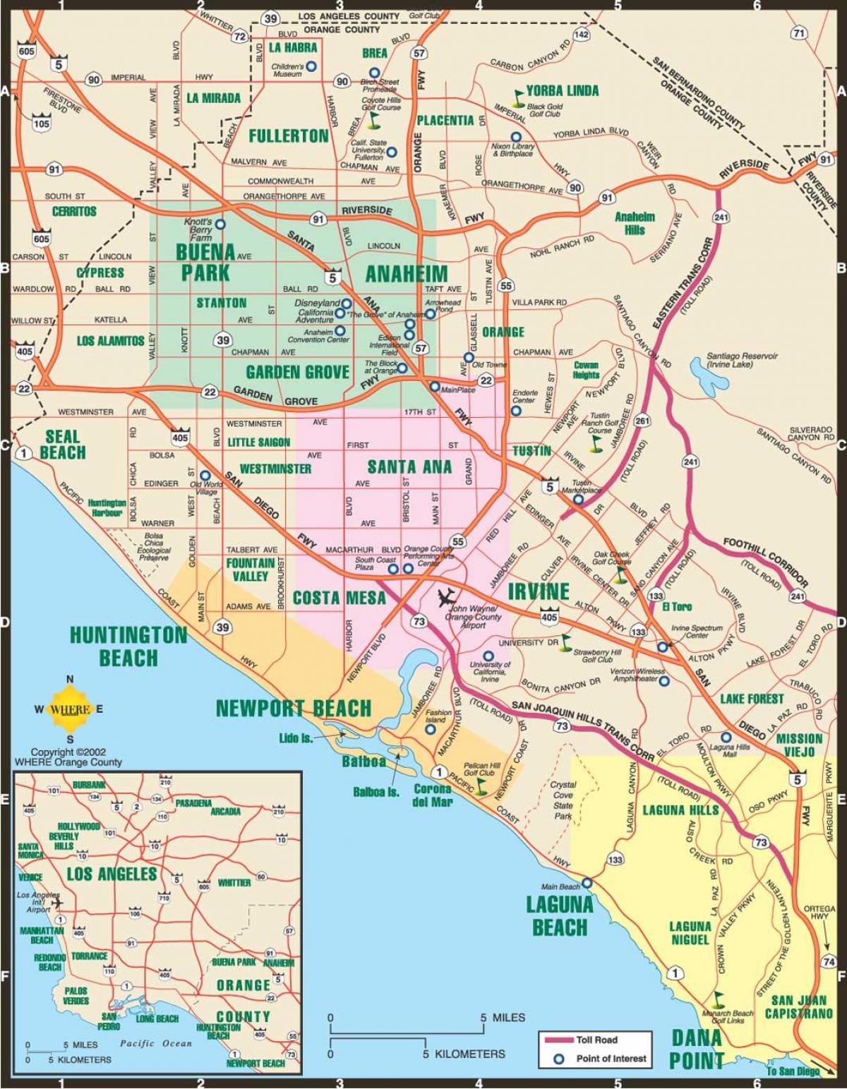 Los Angeles Et D'autres Villes De La Région Carte 