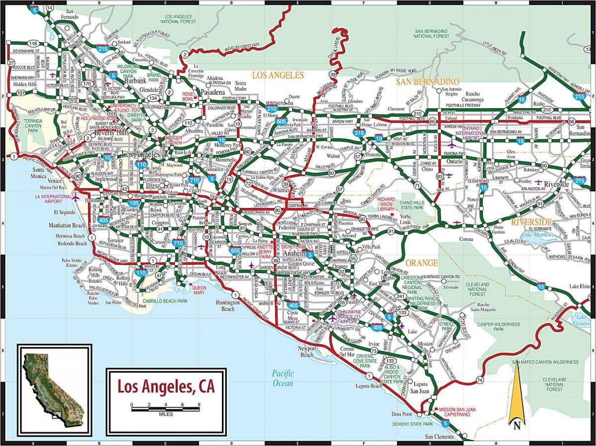la carte de Los Angeles route