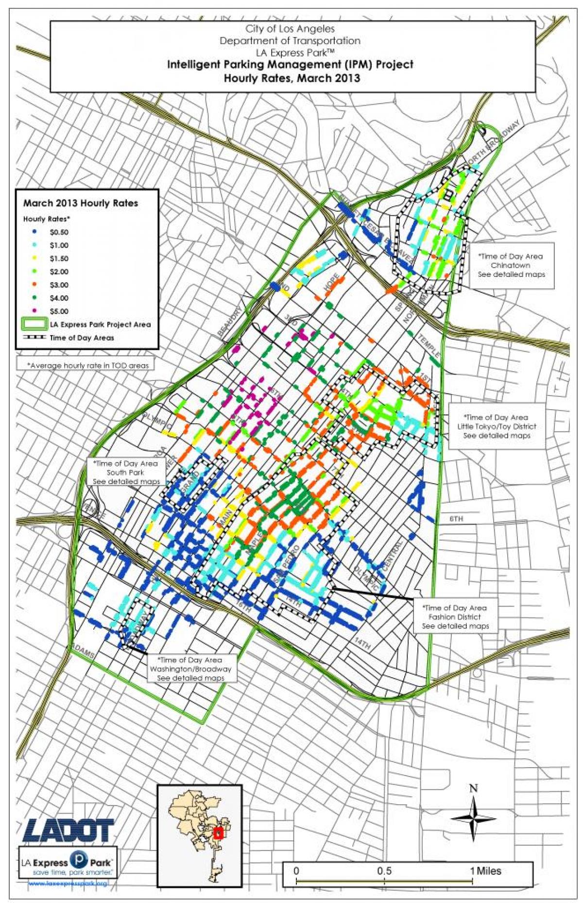 Los Angeles parking districts carte carte de Los Angeles parking