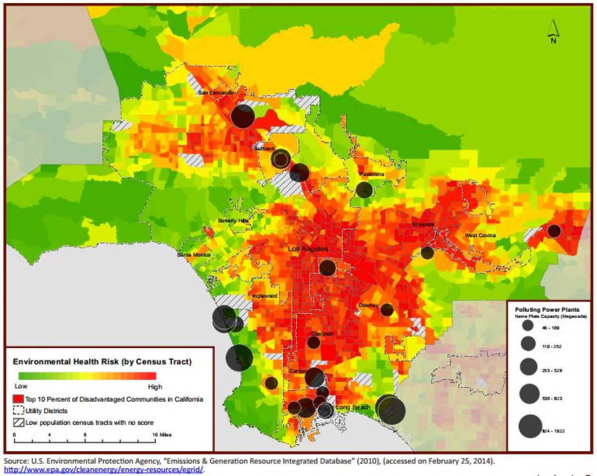 la carte de Los Angeles, la qualité de l'air 