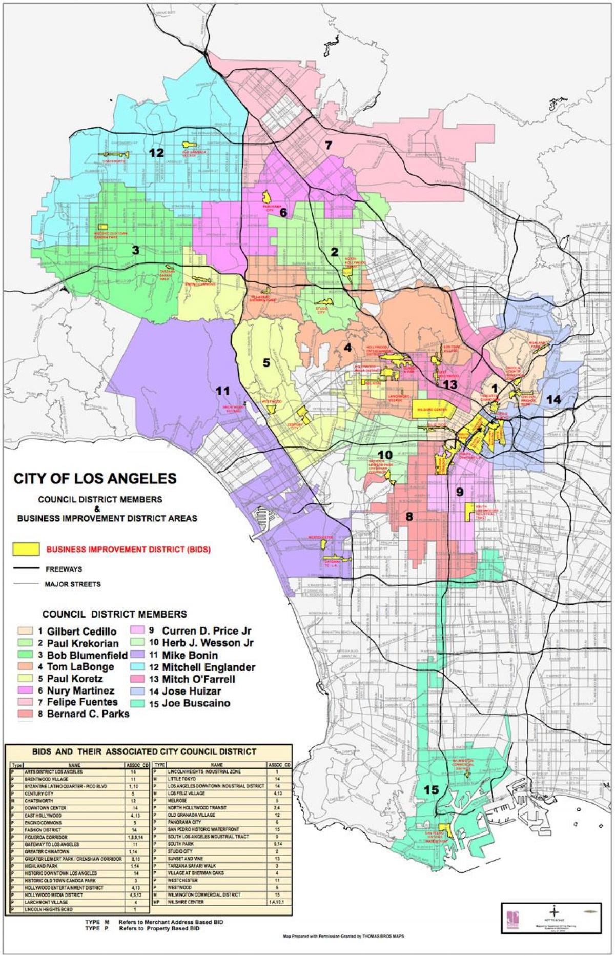 Los Angeles, le conseil de district de la carte
