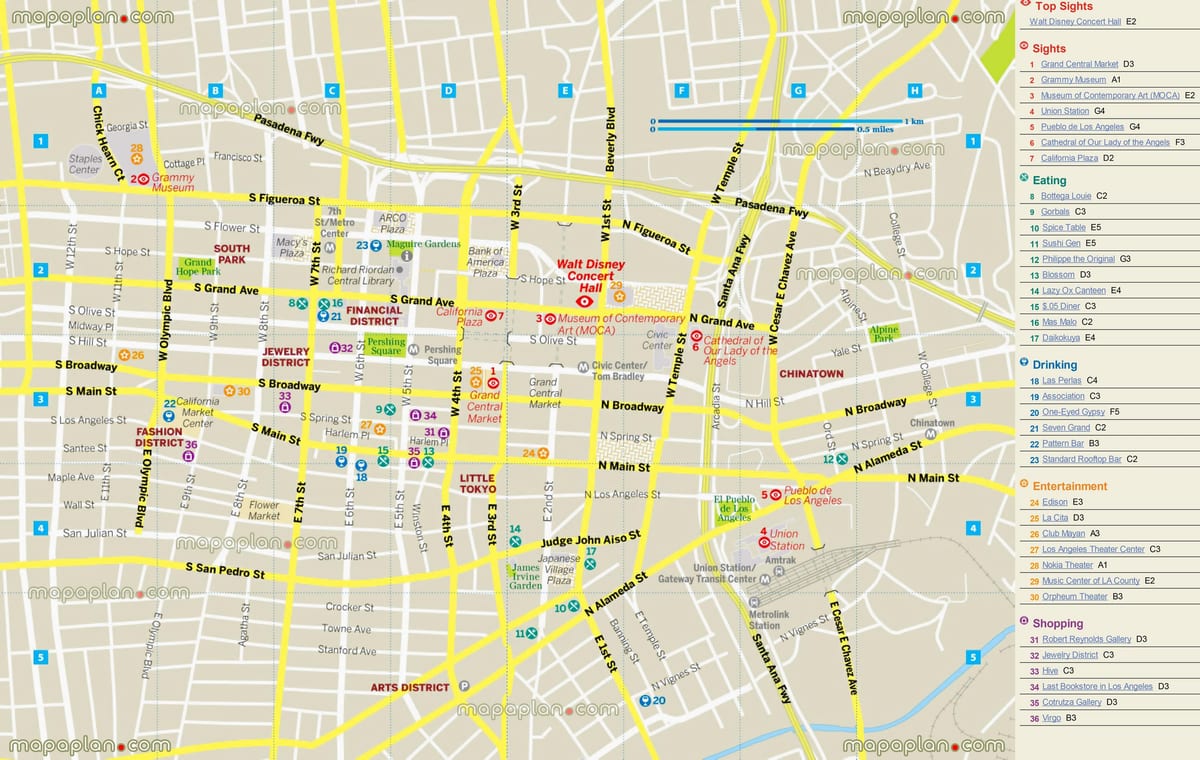 la carte du restaurant la carte de Los Angeles