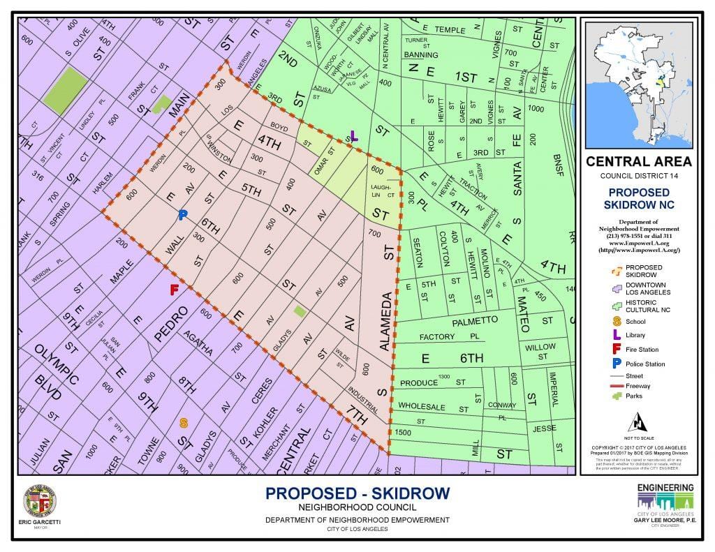carte de skid row à Los Angeles