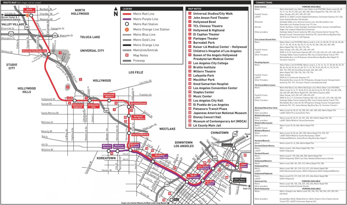 LA metro ligne violette de la carte