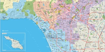Carte de l'agglomération de Los Angeles, ca