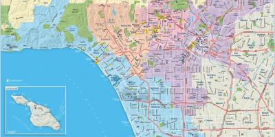 Carte de l'agglomération de Los Angeles, ca
