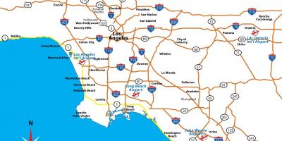 Carte de la californie aéroports à proximité de Los Angeles