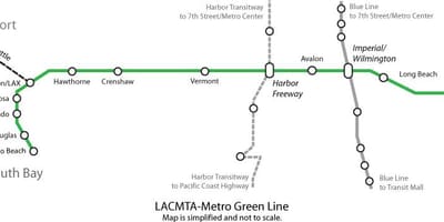 Métro ligne verte de la carte de Los Angeles