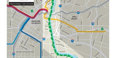 Los Angeles rivière, piste cyclable carte