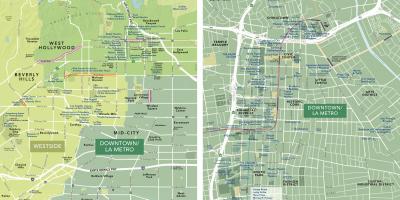 Carte du centre-ville de Los Angeles attractions