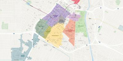 Carte du centre-ville de Los Angeles districts 