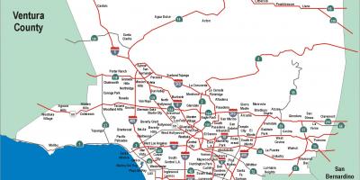 Los Angeles autoroutes carte