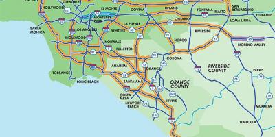 Autoroute de Los Angeles voies de covoiturage carte