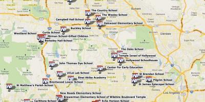 La carte de Los Angeles, écoles secondaires