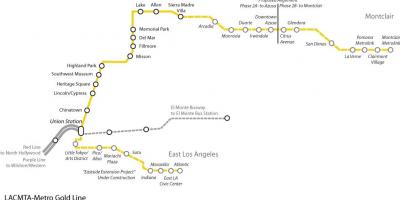 LA metro ligne d'or de la carte